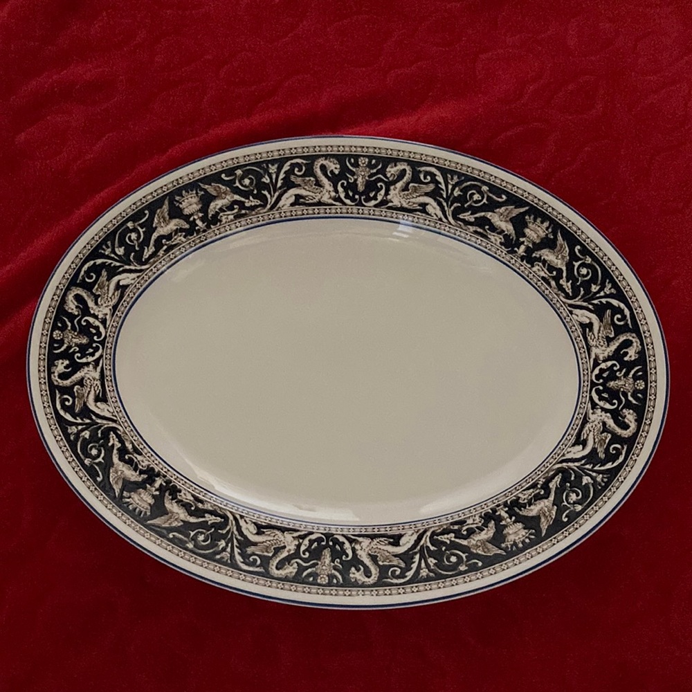 Wedgwood Florentine dark blue oval platter discontinued